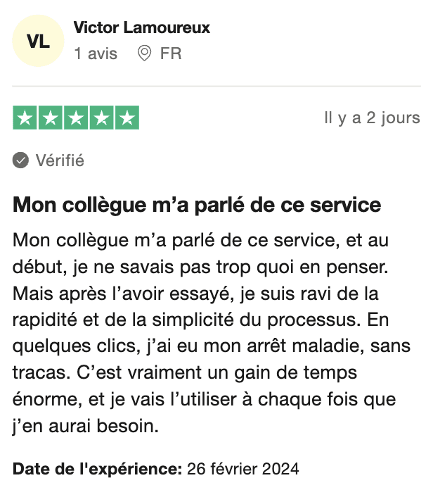 Témoignage auprès Arrêt maladie en ligne